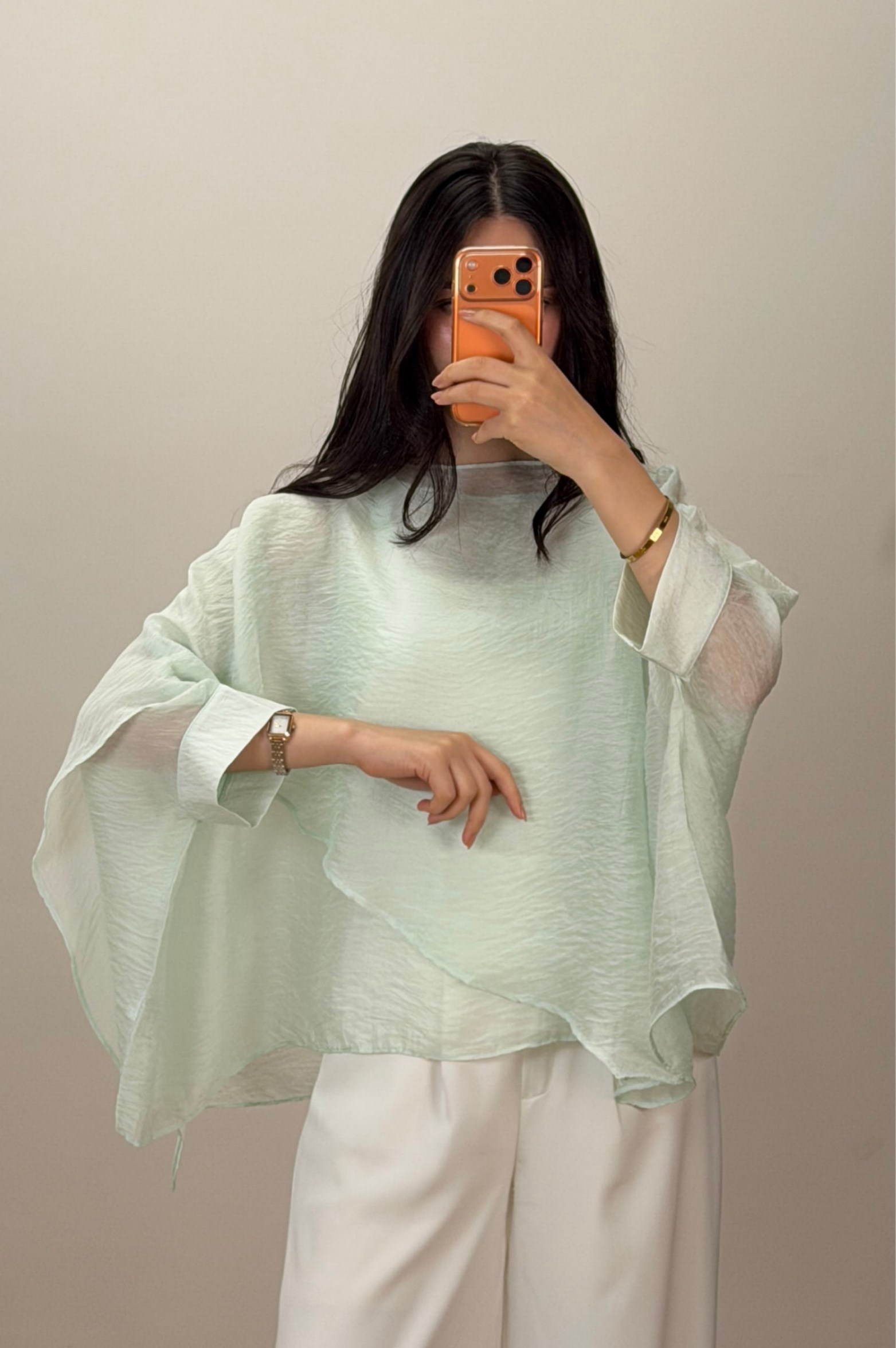 Pelerin Bluz Mint Yeşili