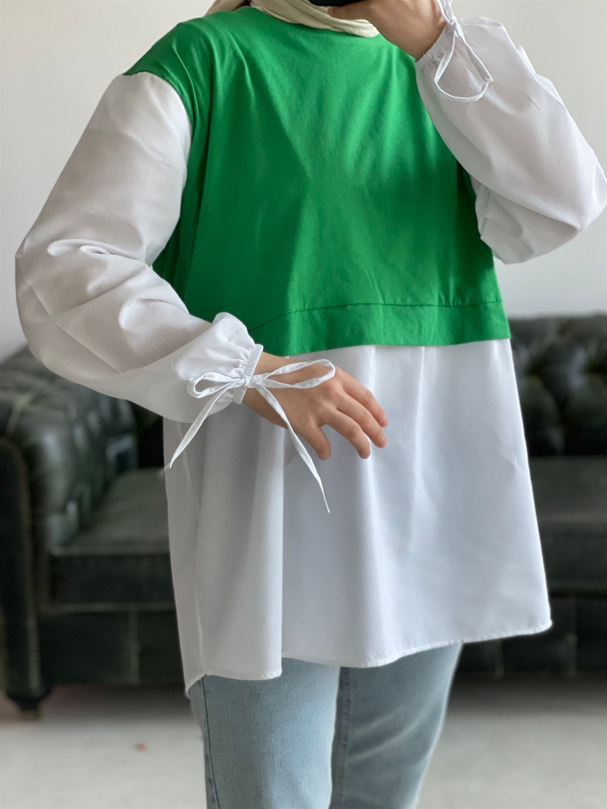 Sweat Detay Gömlek Yeşil