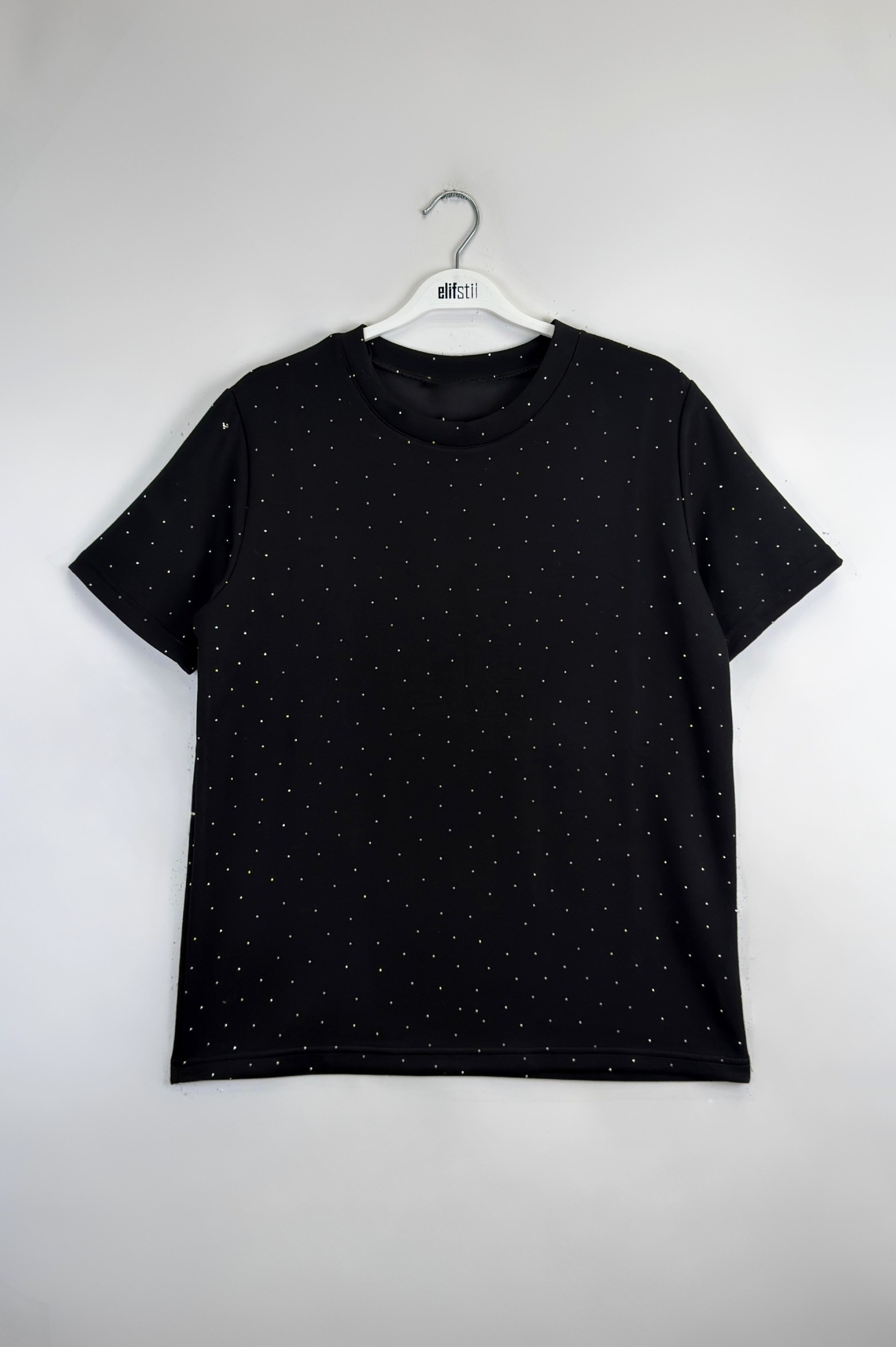 Taşlı Tshirt Siyah 