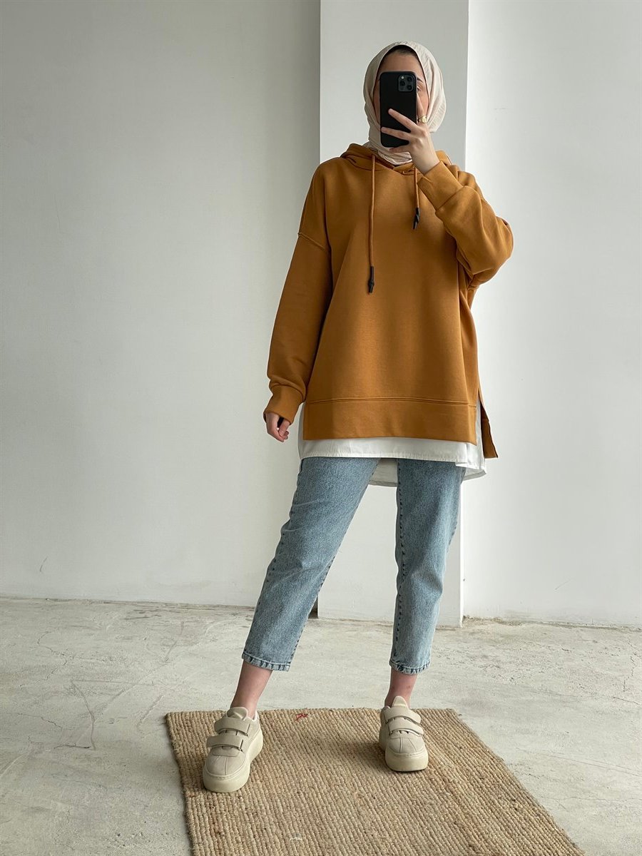 Tshirtlü Sweat Taba