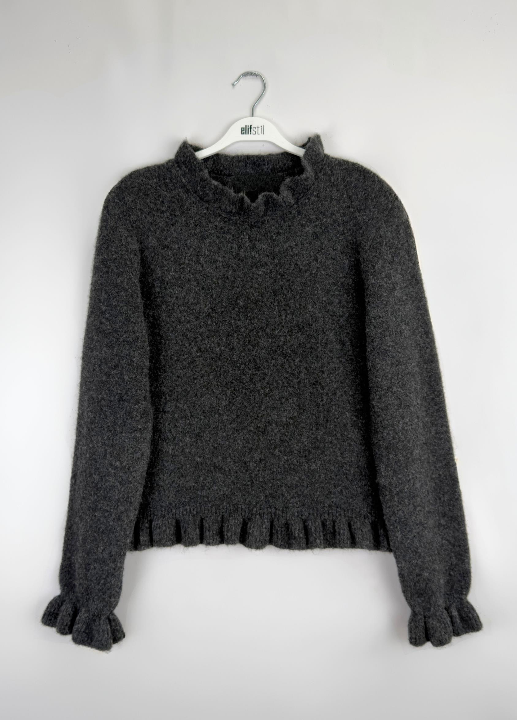 Vena Fırfırlı Kazak Füme 