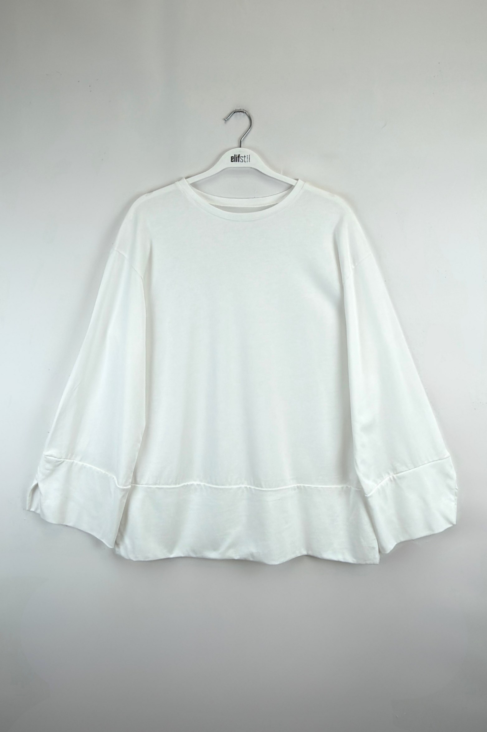 Yırtmaçlı Sweat Beyaz