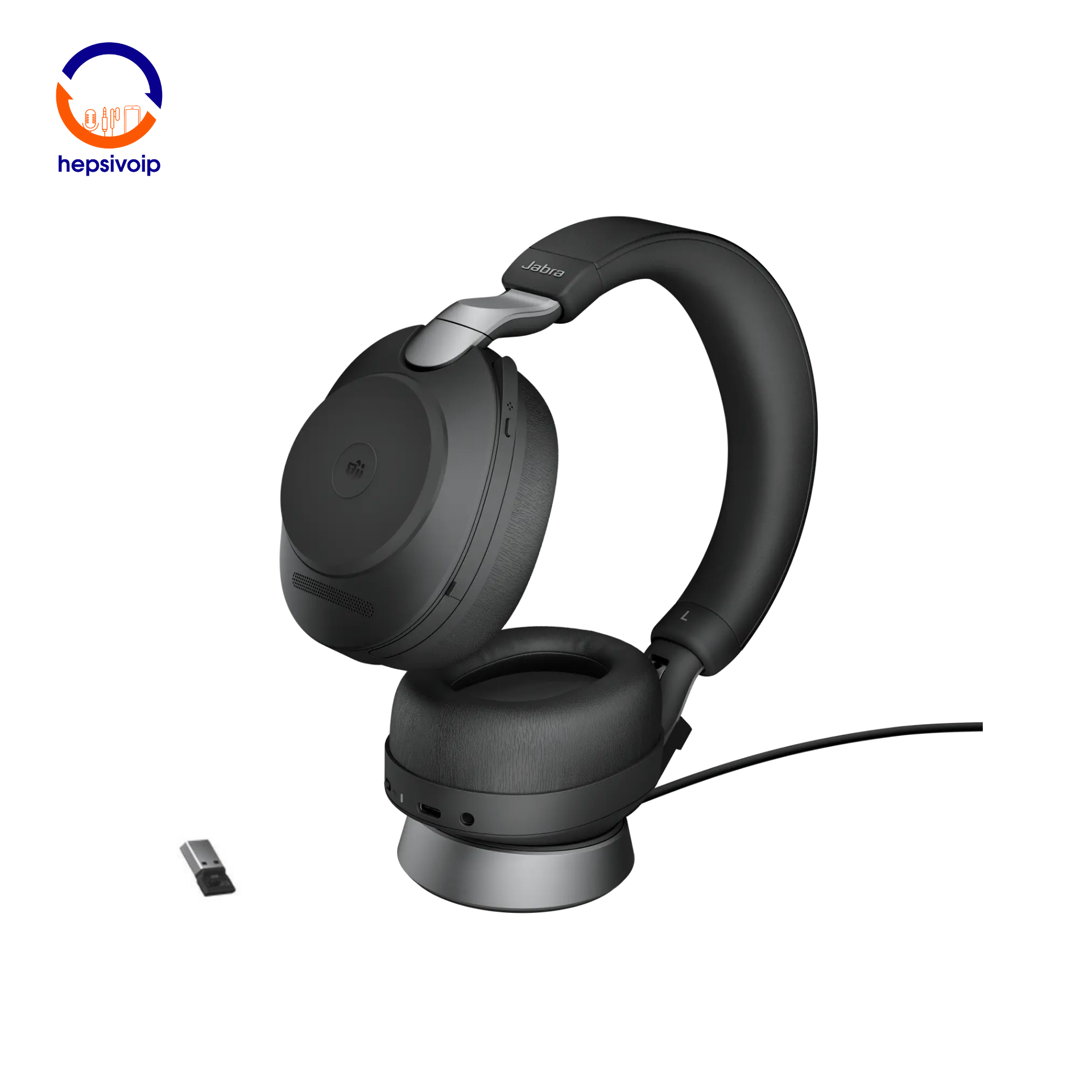 Jabra Evolve2 85 Link380a MS Stereo Black Standlı Kulak Üstü Kulaklık