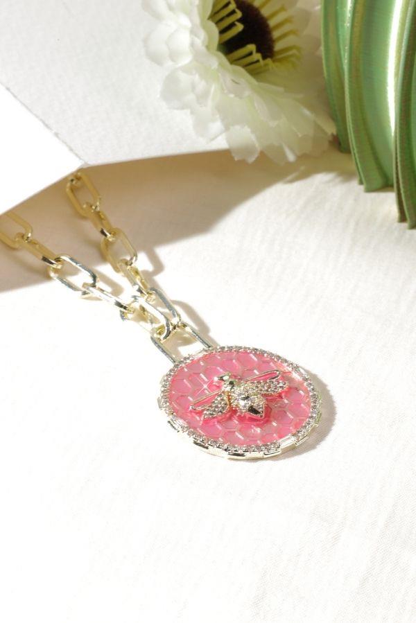 Açık Pembe Arı Detay Kolye