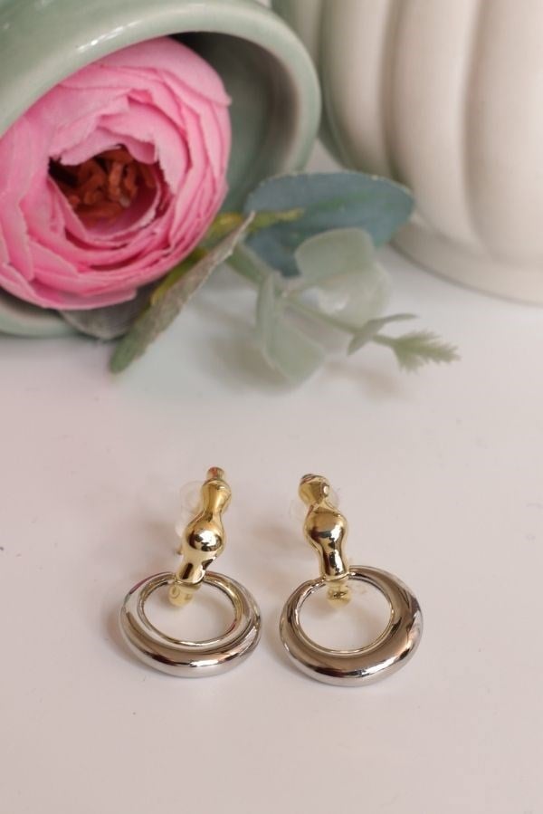 Gold-Gümüş Daire Model Trend Seri Küpe