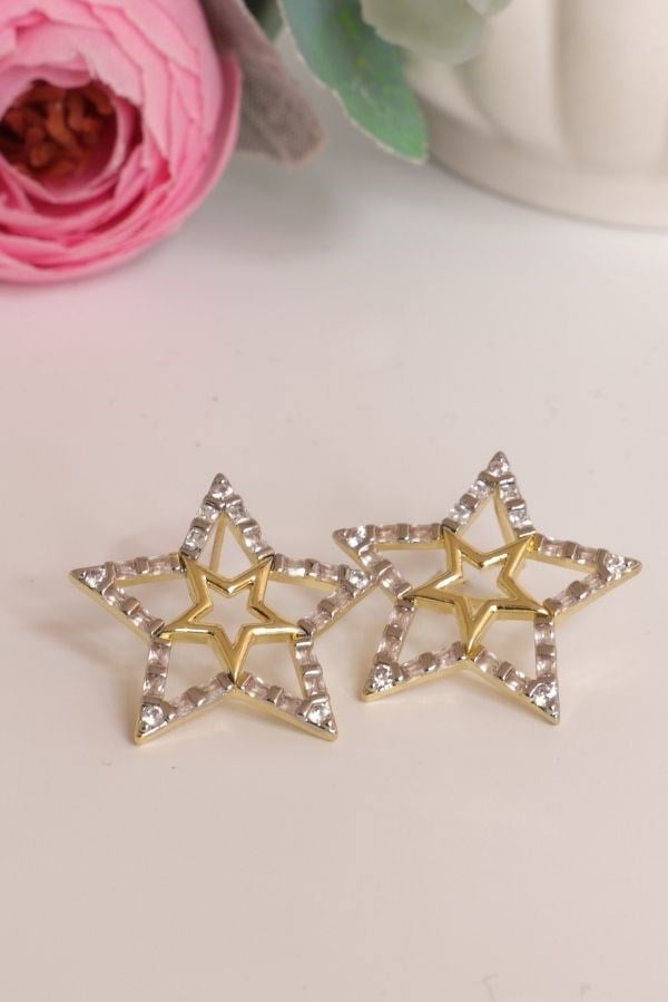 Gold-Gümüş Yıldız Model Trend Seri Küpe