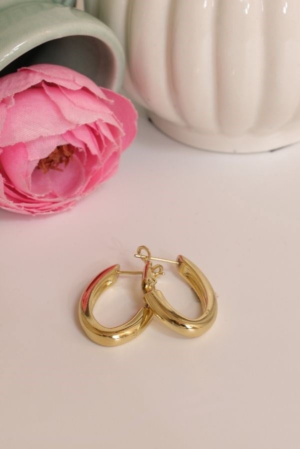Gold Oval Küpe