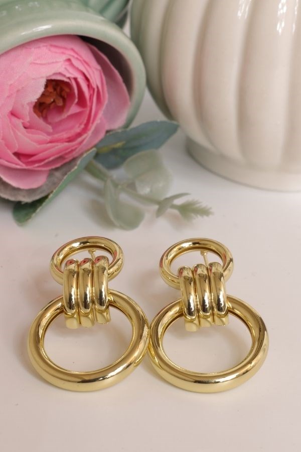 Gold Renk Modern Zincir Halka Trend Seri Küpe 