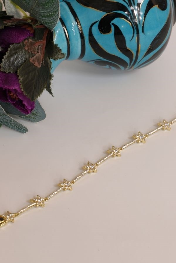 Gold Renk Taşlı Yıldız Model Trend Seri Bileklik 