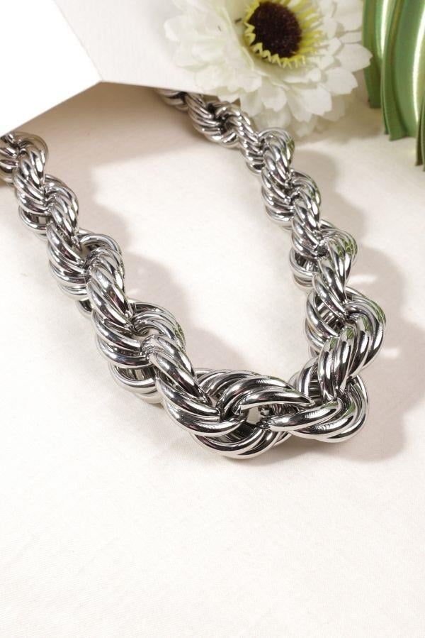 Gümüş Kalın Burgu Kolye