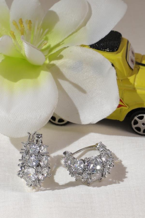 Gümüş Taşlı Damla Küpe