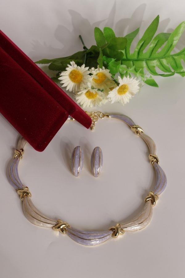 Krem-Lila Gold Geçişli Özel Tasarım Set