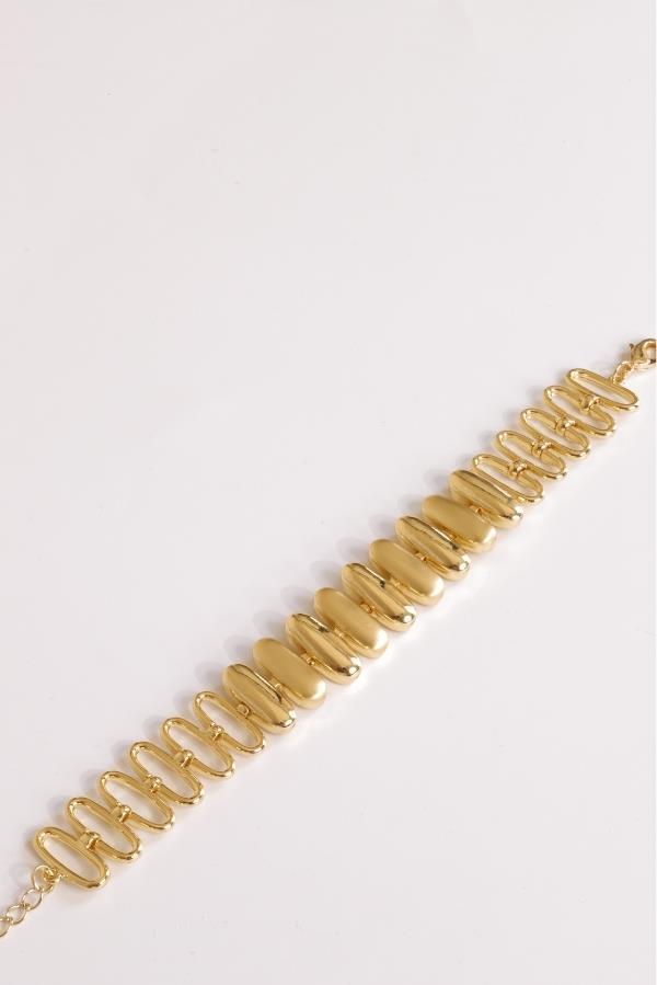 Oval Detay Gold Bileklik