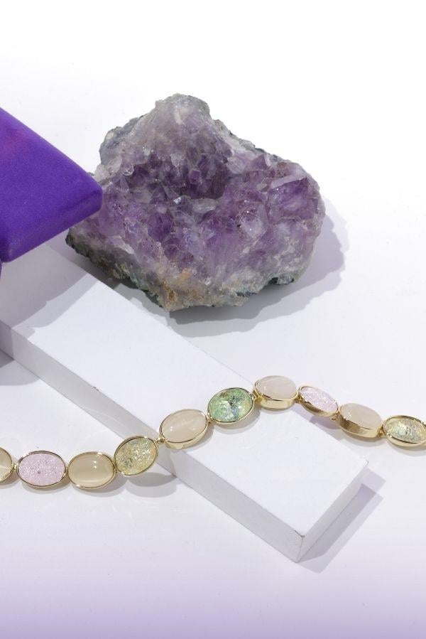 Oval Kristal Taşlı Bileklik