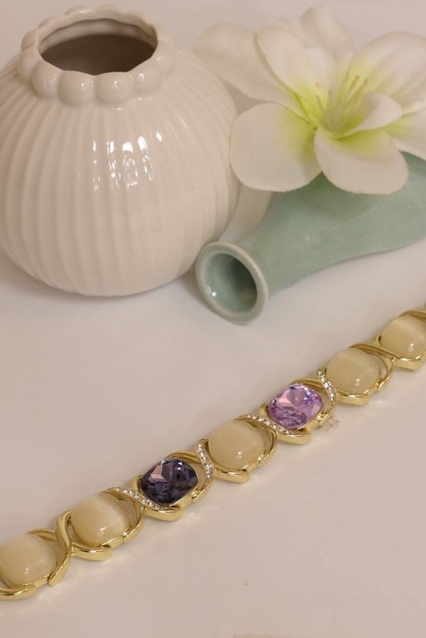 Özel Tasarım Mor Swarovski Taş Bileklik