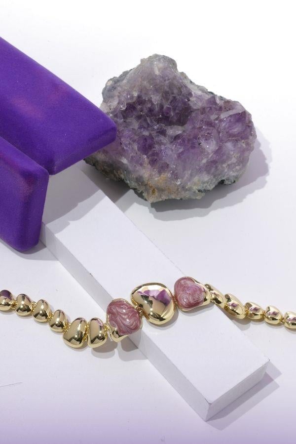 Pembe Sedefli Gold Bileklik