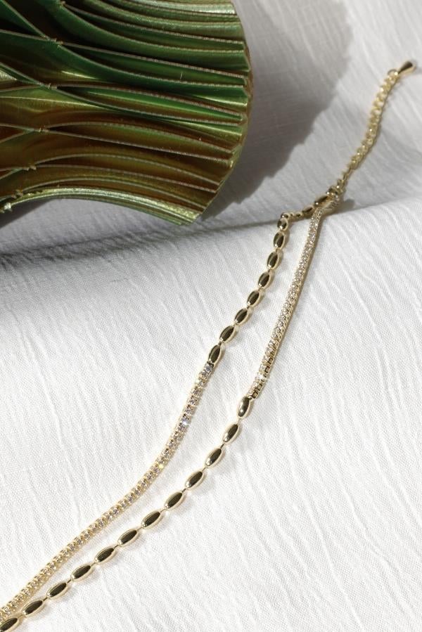 Trend Series Beaded Double Gold Waterway Bracelet