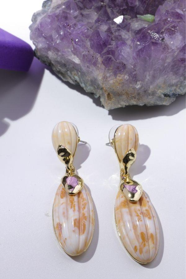  Ecru Metallic Earrings