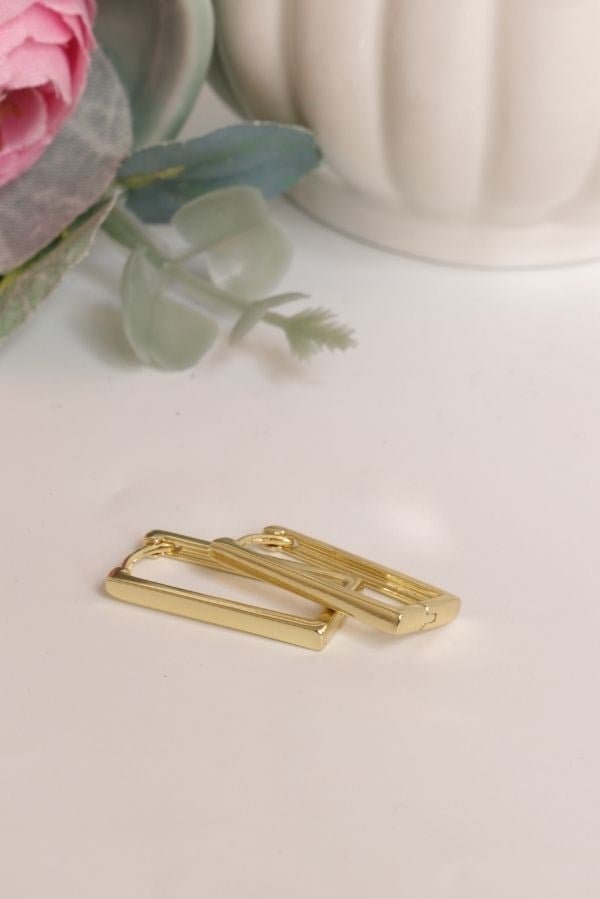 Gold Renk Dikdörtgen Model Trend Seri Küpe