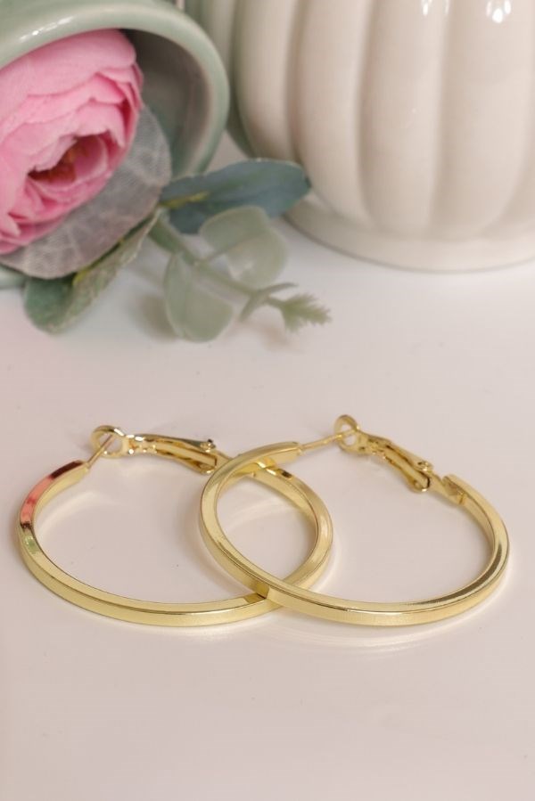 Gold Renk İnce Kesim Küçük Boy Trend Seri Halka Küpe