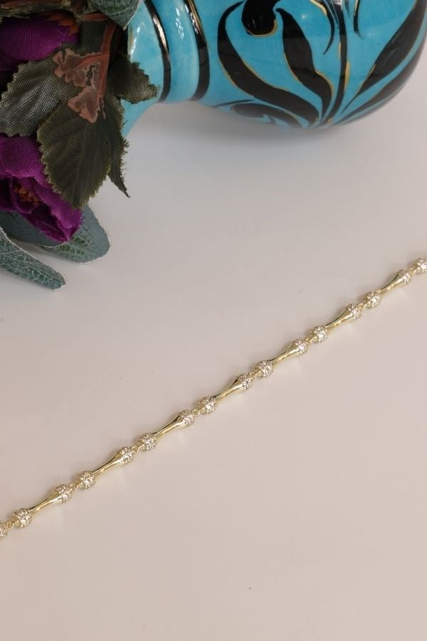 Gold Renk Kemik Model Taşlı Trend Seri Bileklik