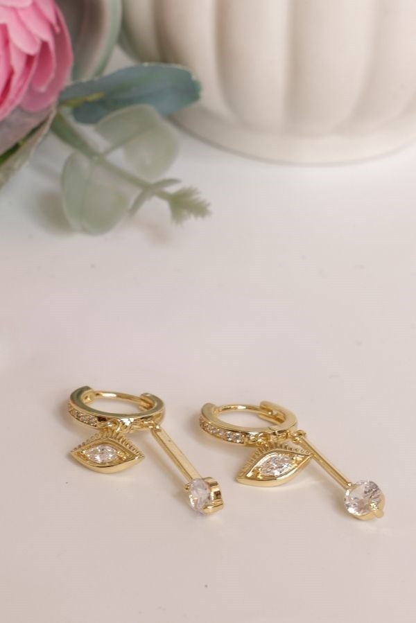 Gold Renk Küçük Taş Detaylı Trend Seri Küpe
