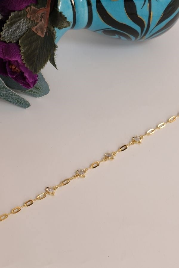 Gold Renk Taşlı Trend Seri Bileklik