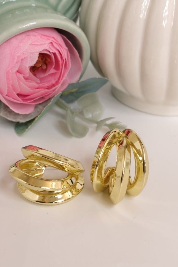 Gold Renk Üçlü C Model Trend Seri Küpe 