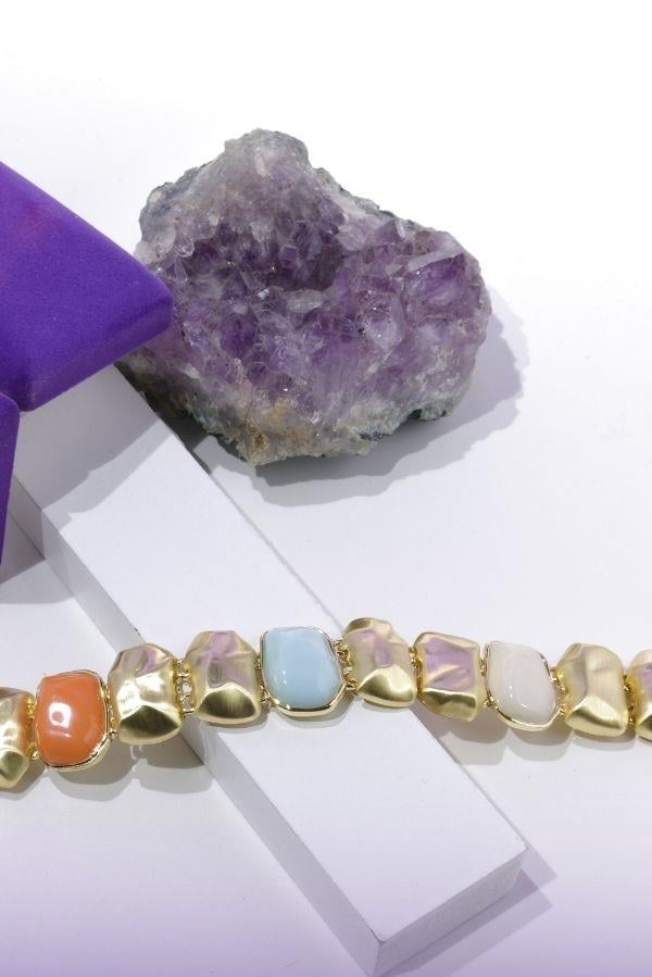 Custom Designed Gold Colored Stone Bracelet