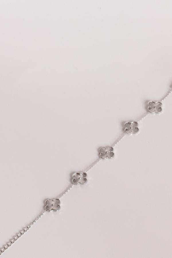 Trend-Serie, silberfarbenes, großes Kleeblatt-Armband