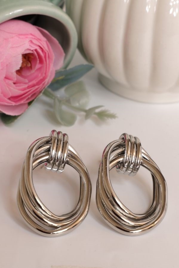 Gümüş Renk Modern Oval Model Trend Seri Küpe 