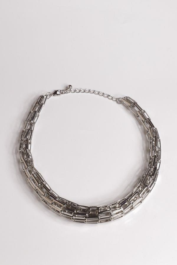 Gümüş Renk Şerit Detay Kolye