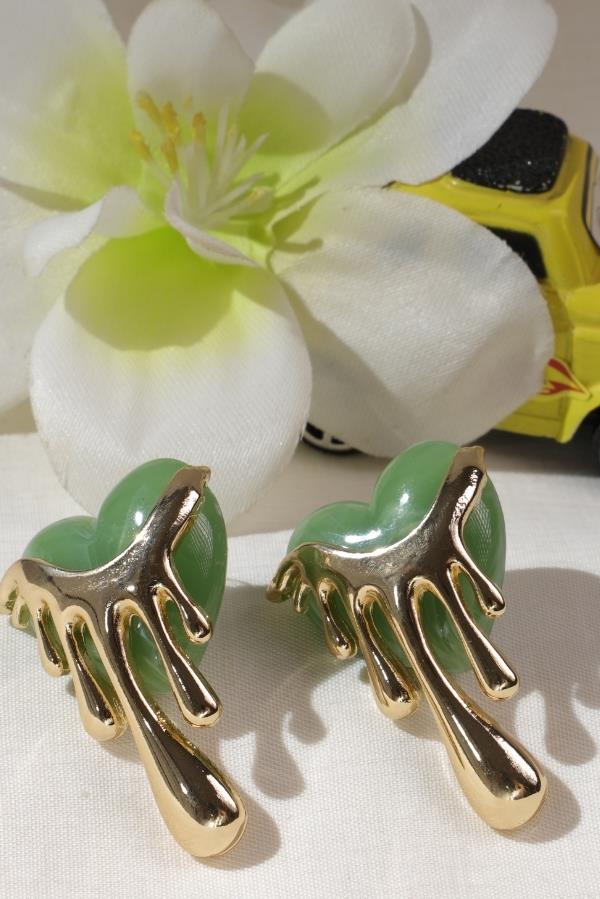 Trend Series Heart Green Earrings