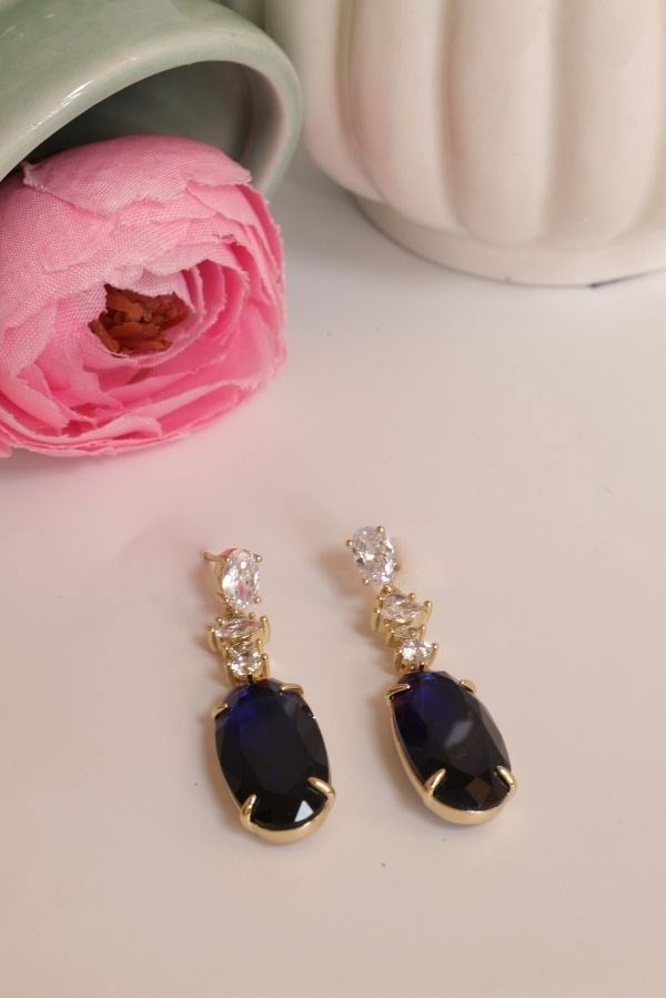 Navy Blue Dangle Earrings