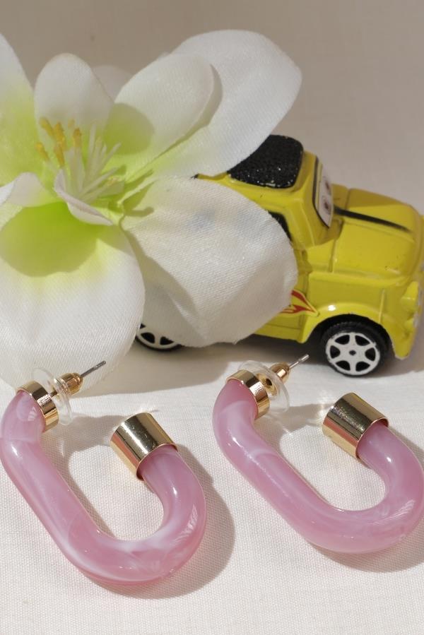 Mermer Desen Pembe Küpe