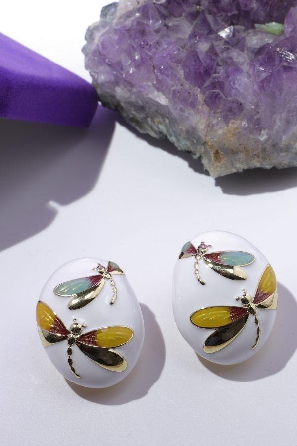 Boucles d'oreilles ovales avec détail libellule