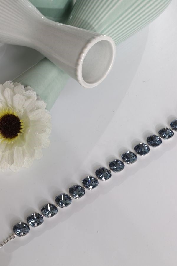 Özel Tasarım Orijinal Swarovski Taş Mavi Renk Bileklik
