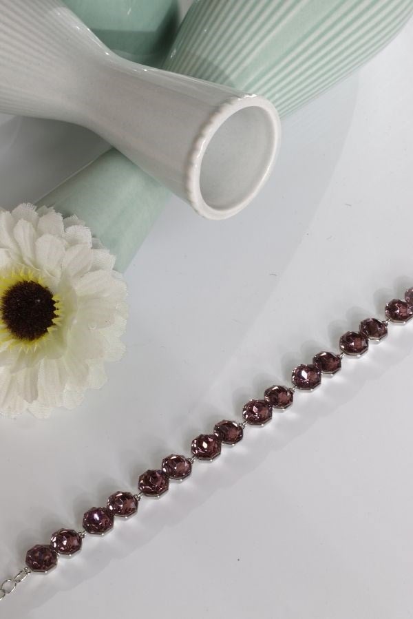 Özel Tasarım Orijinal Swarovski Taş Mor Renk Bileklik