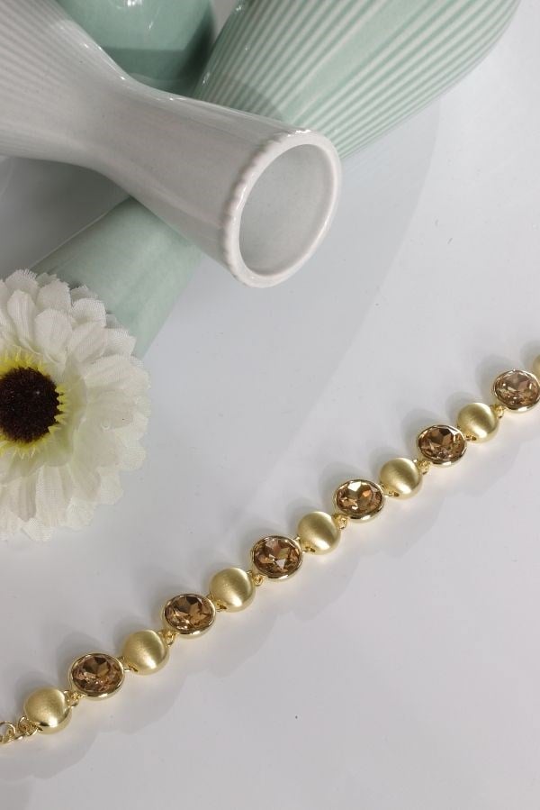 Özel Tasarım Swarovski Taş- Gold Bileklik