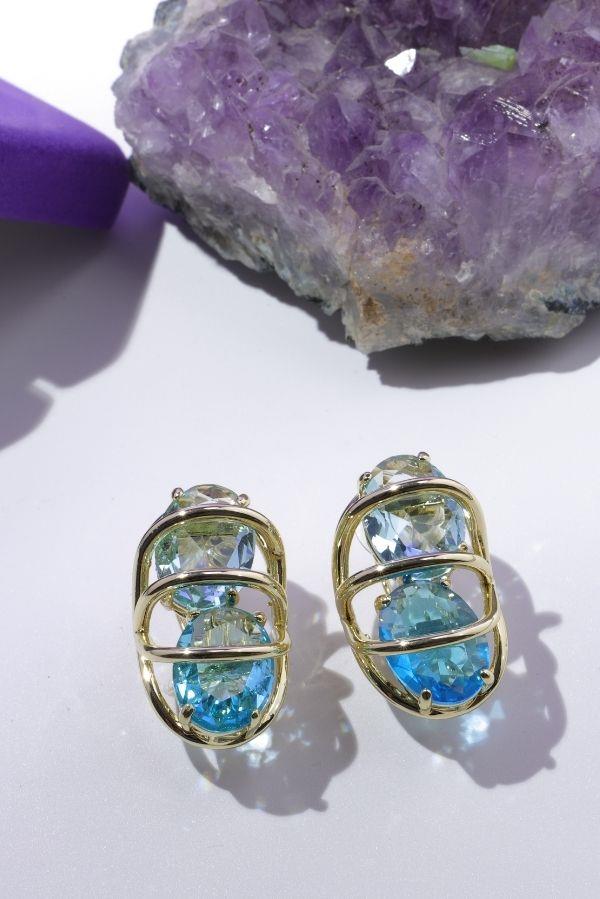 Custom Designed Blue Earrings with Swarovski Crystals