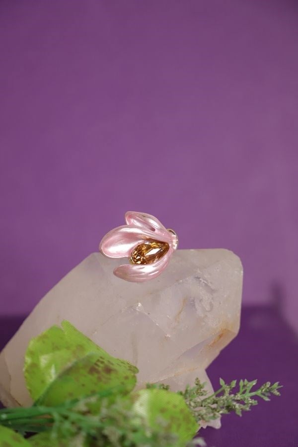 Özel Tasarım Swarovski Taş Pembe Renk Yüzük