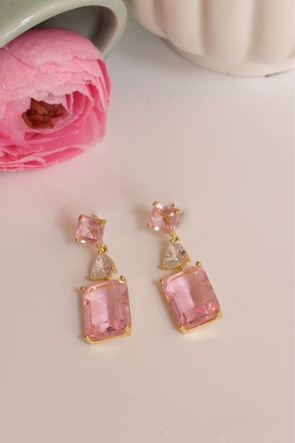 Pembe Baget Taş Küpe