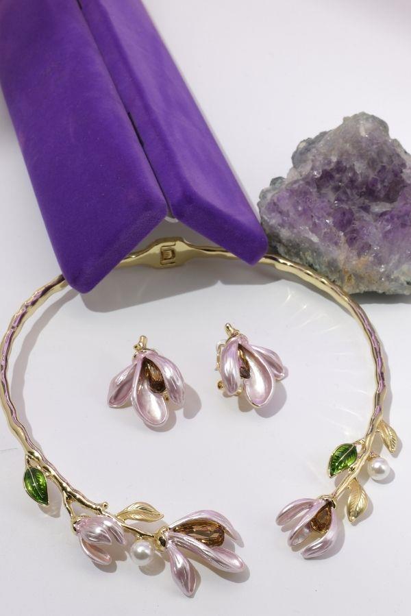 Swarovski Crystal Pink Flower Special Design Set