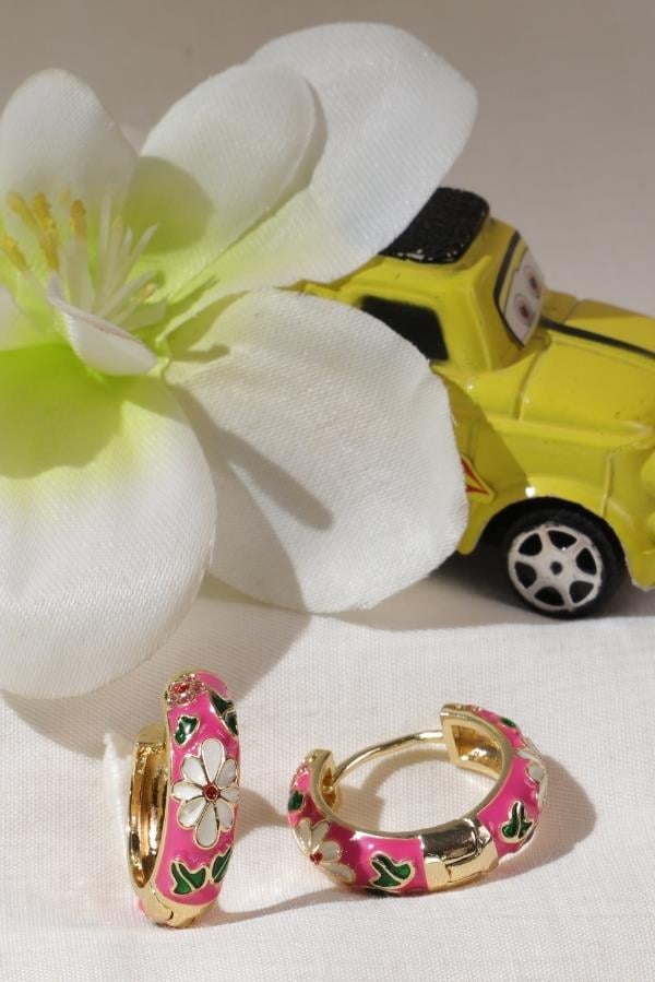 Trend Series Pink Emaille Creolen