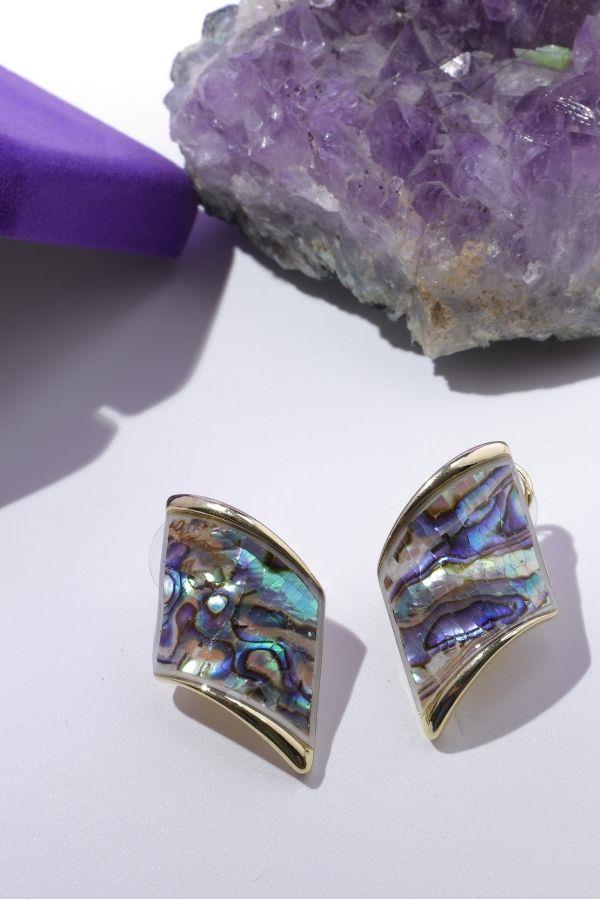 Boucles d'oreilles en nacre plaquée rhodium