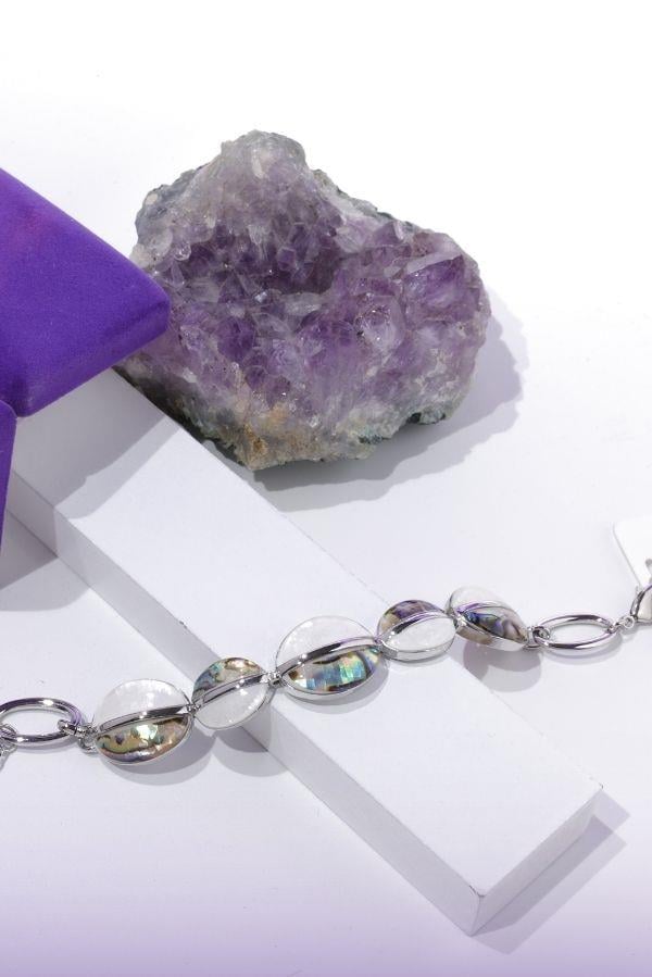 Sedefli Oval Gümüş Bileklik