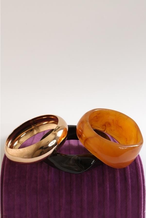 Black-Gold-Brown 3-Piece Acrylic Bracelet Set