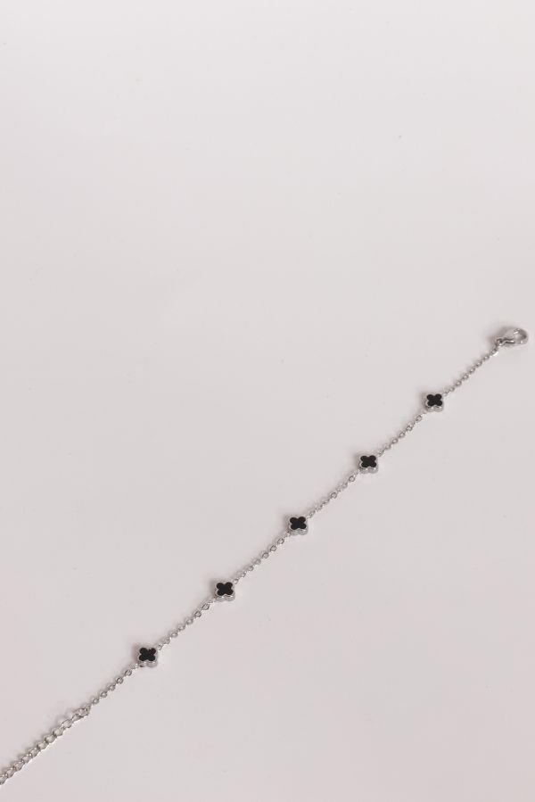 Siyah Renk Minimal Yonca Bileklik