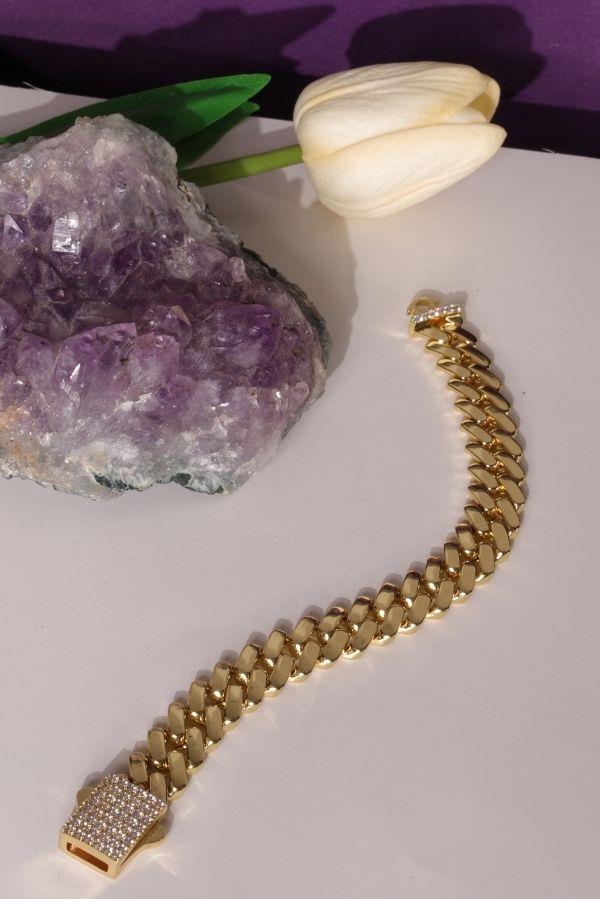  Gourmet-Armband aus Gold mit funkelnden Steinen