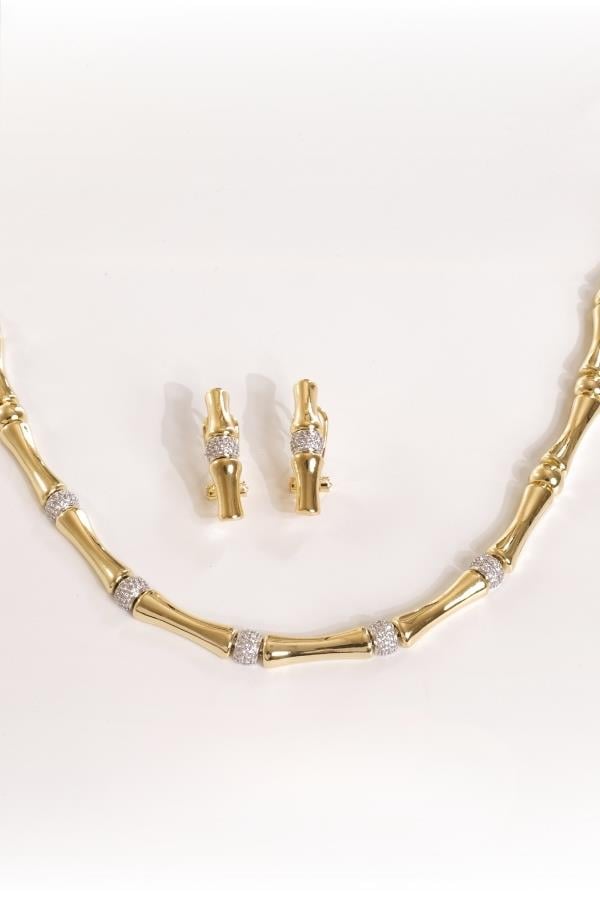  Designer-Schmuckset mit Goldverlauf und Steinen